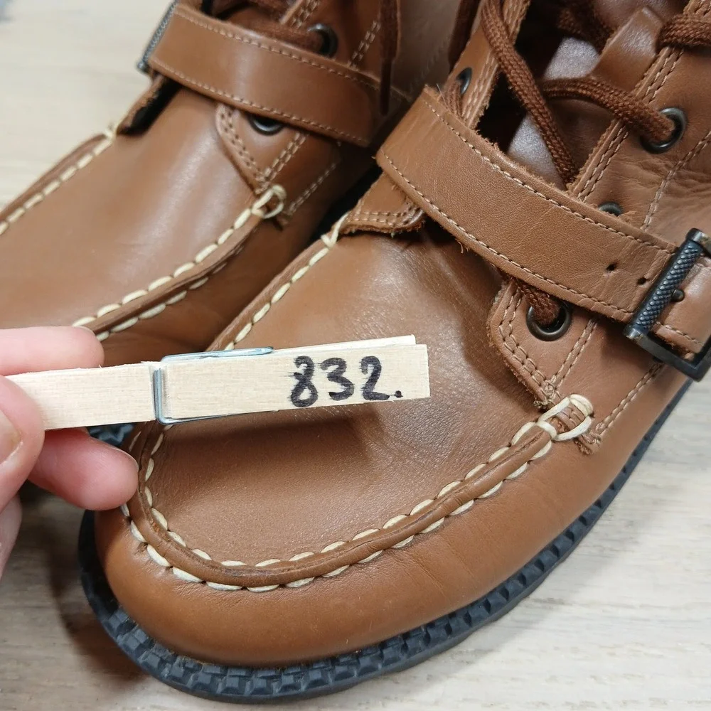 Polo Ralph Lauren Boots Kids 3 Brown Leather Moc Toe Buckle Preppy Equestrian
